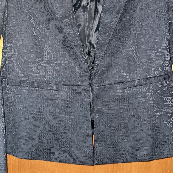 •APT 9•BLACK CROCHET LACE PATTERNED BLAZER SIZE 6 - Picture 4 of 9